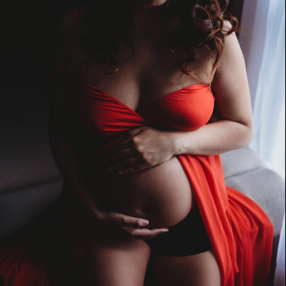 Red maternity dress